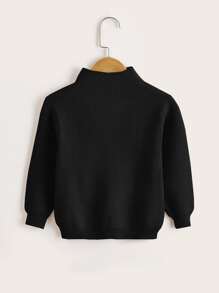 SHEIN Jersey De Cuello Alto Y Tejido Acanalado Para Niño Joven - Negro - Ver 2