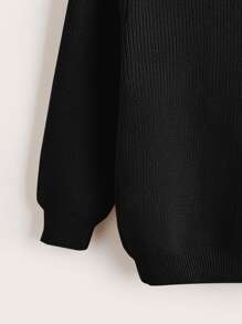 SHEIN Jersey De Cuello Alto Y Tejido Acanalado Para Niño Joven - Negro - Ver 4