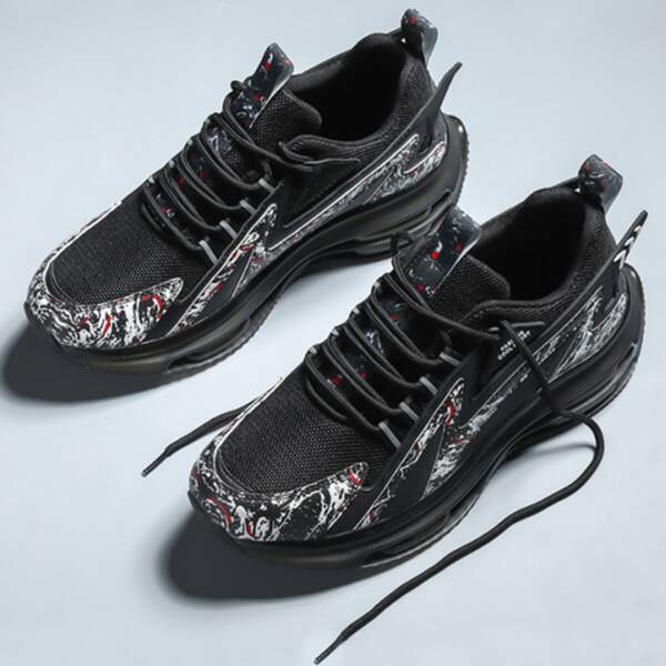 

Men Colorblock Breathable Running Shoes, Black