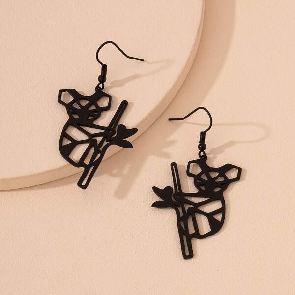 

Hollow Out Animal Drop Earrings, Black