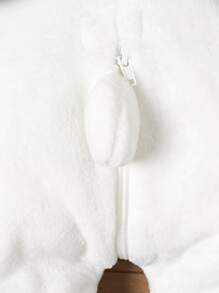 Baby Boy Contrast Panel 3D Ear Design Flannel Jumpsuit - Black and White - View 7