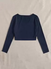 SHEIN EZwear 纯色 V 领短款 T 恤