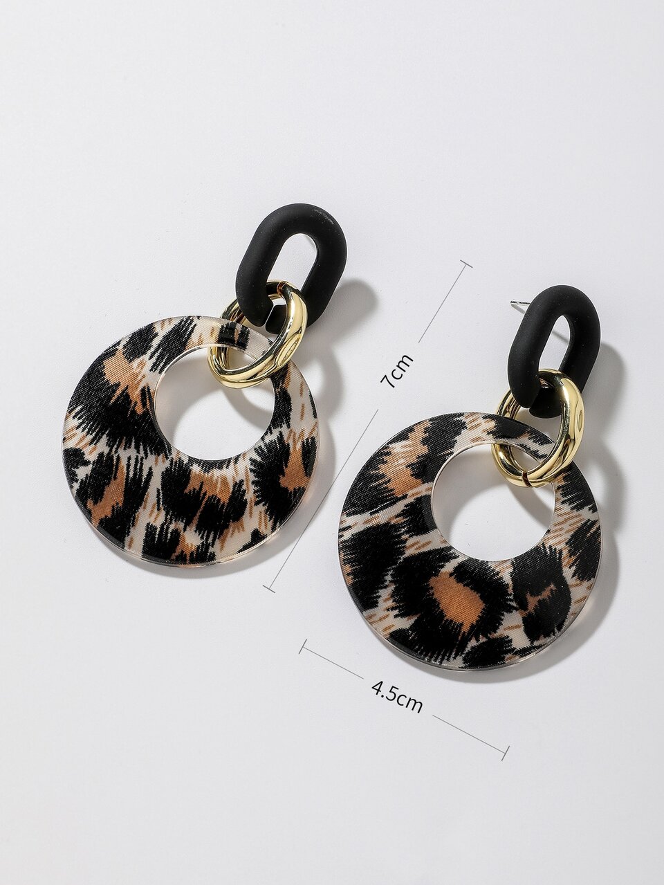 Andkiss Leopard Print Round Drop Earrings