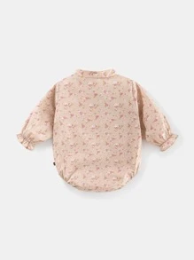 Peninsula Baby 嬰兒碎花撞色滾邊連身背心 - 杏色 - 查看 2