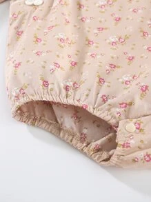 Peninsula Baby 嬰兒碎花撞色滾邊連身背心 - 杏色 - 查看 5