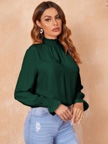 SHEIN Privé 素色打褶鐘形袖上衣