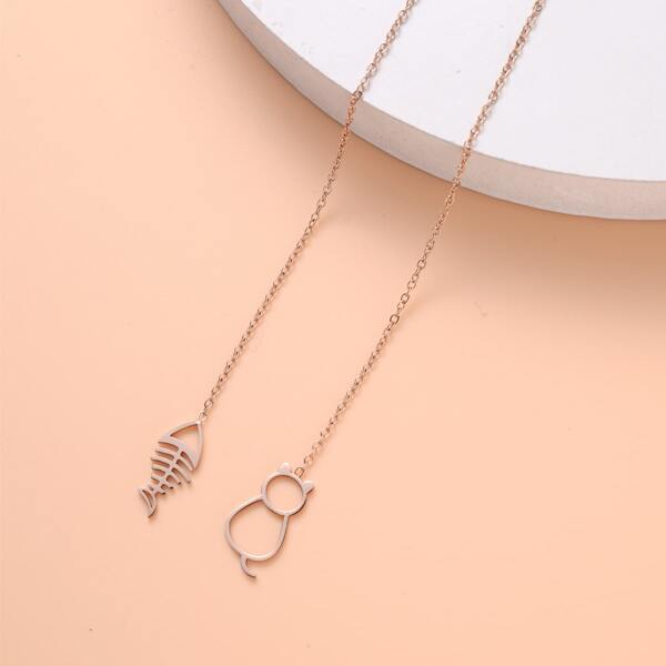 

Fish Decor Threader Earrings, Rose gold