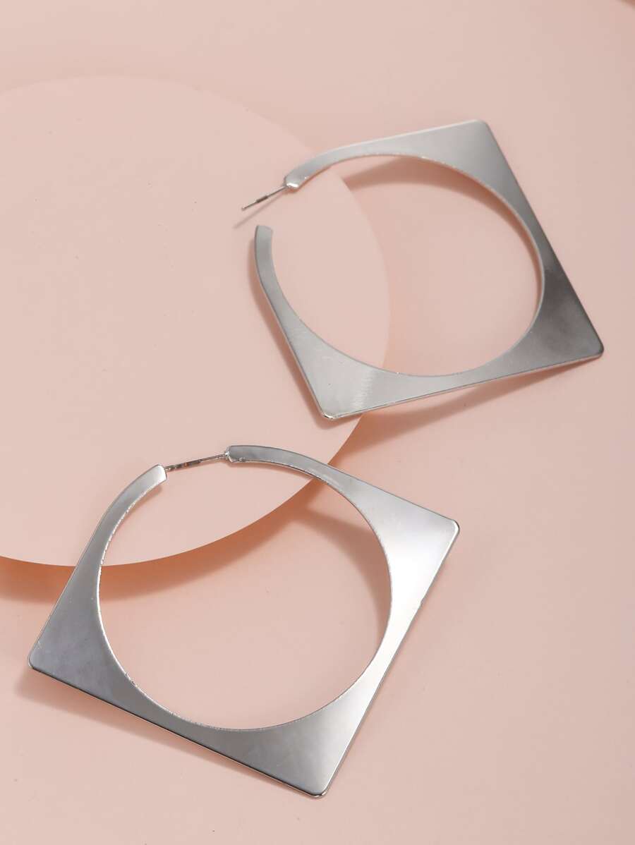 Geo Decor Earrings - Silver - View 1