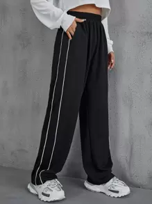 INAWLY Contrast Piping Joggers - Black - View 6