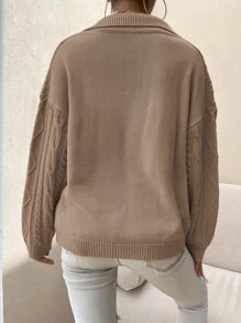 EMERY ROSE Jersey de cuello en V con trenza, manga larga