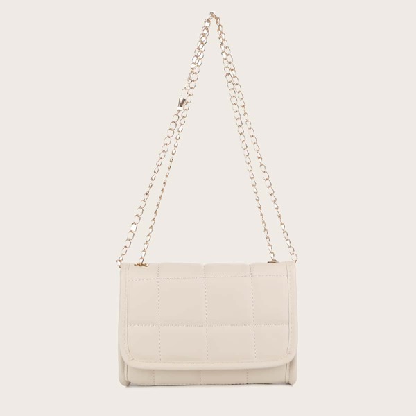 

Quilted Flap Chain Shoulder Bag, Beige