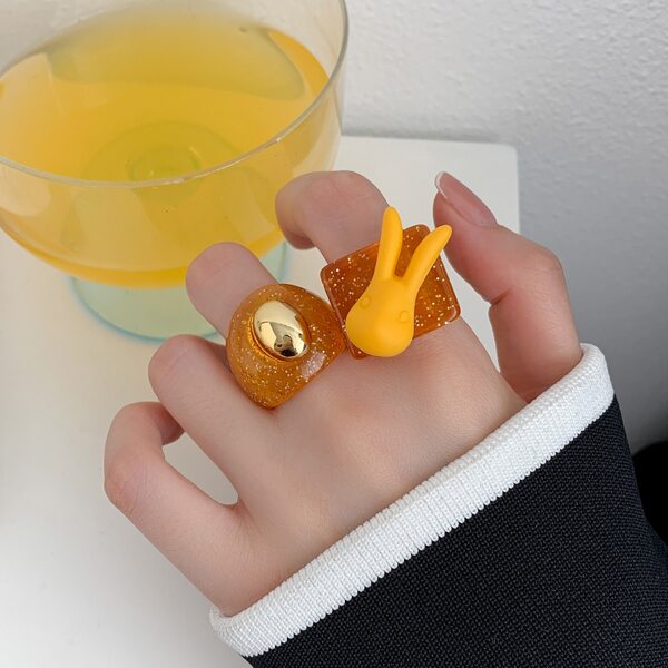 

2pcs Rabbit Decor Ring, Multicolor