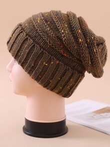 Simple Knit Beanie - Brown - View 5