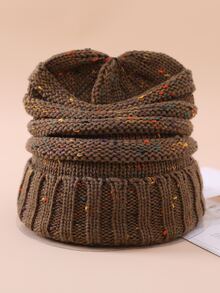 Simple Knit Beanie - Brown - View 6