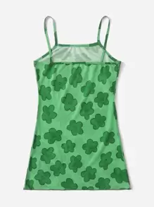Girls Floral Print Cover Up - Green - View 2