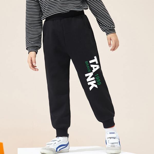

Boys Letter Graphic Sweatpants, Black