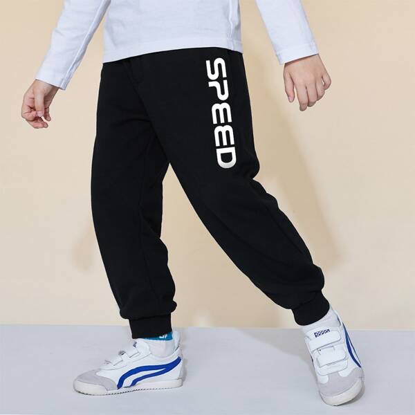

Boys Letter Graphic Sweatpants, Black