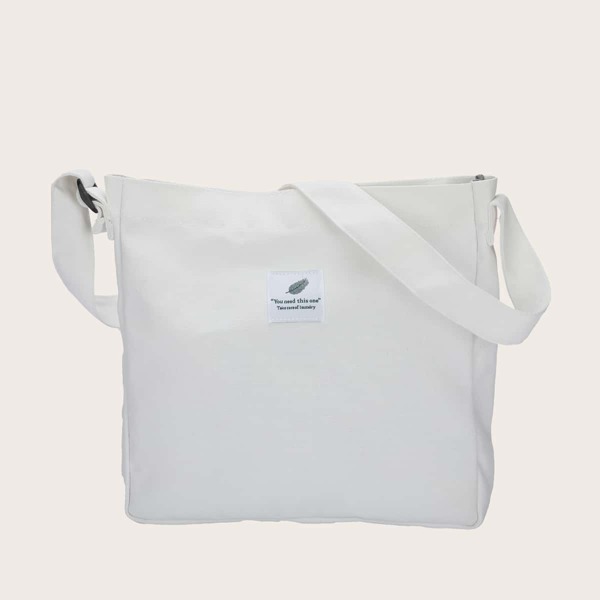 

Large Capacity Letter Patch Square Bag, White