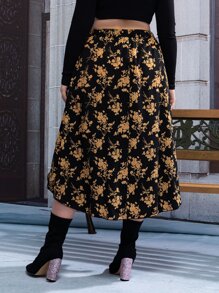 Flirla Plus Allover Floral Print Skirt - Multicolor - View 2