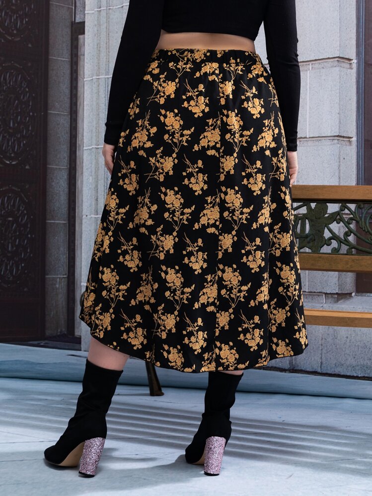 Flirla Plus Allover Floral Print Skirt - Multicolor - View 2