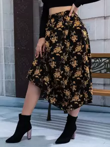 Flirla Plus Allover Floral Print Skirt - Multicolor - View 4