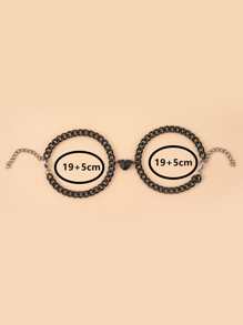 2 cái Cặp đôi Trái tim Charm Bracelet - màu đen - Xem 3