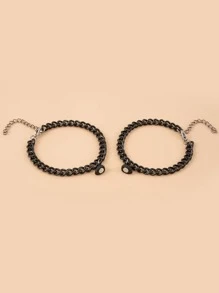 2 cái Cặp đôi Trái tim Charm Bracelet - màu đen - Xem 4