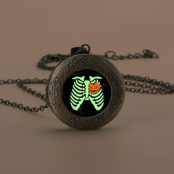 

Halloween Luminous Round Charm Necklace, Multicolor