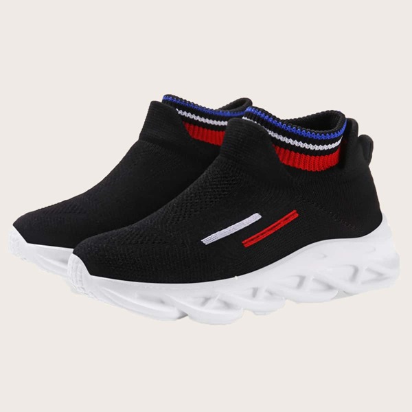 

Girls Striped Slip On Sneakers, Black