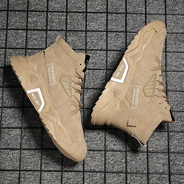 

Men Letter Graphic Hiking Boots, Khaki
