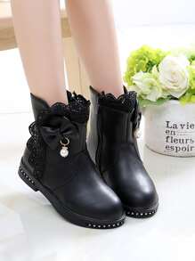 Giày boot trẻ em Dây kéo bên - màu đen - Xem 3