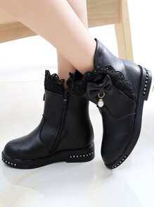 Giày boot trẻ em Dây kéo bên - màu đen - Xem 4
