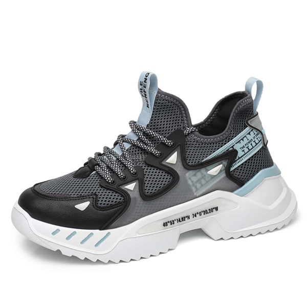 

Men Colorblock Letter Graphic Running Shoes, Grey