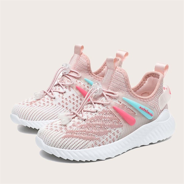 

Girls Knit Drawstring Design Sneakers, Pink