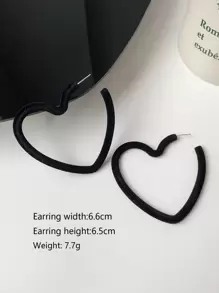 愛心裝飾開口耳環 - 黑色 - 查看 2