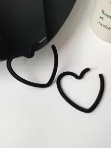 愛心裝飾開口耳環 - 黑色 - 查看 3