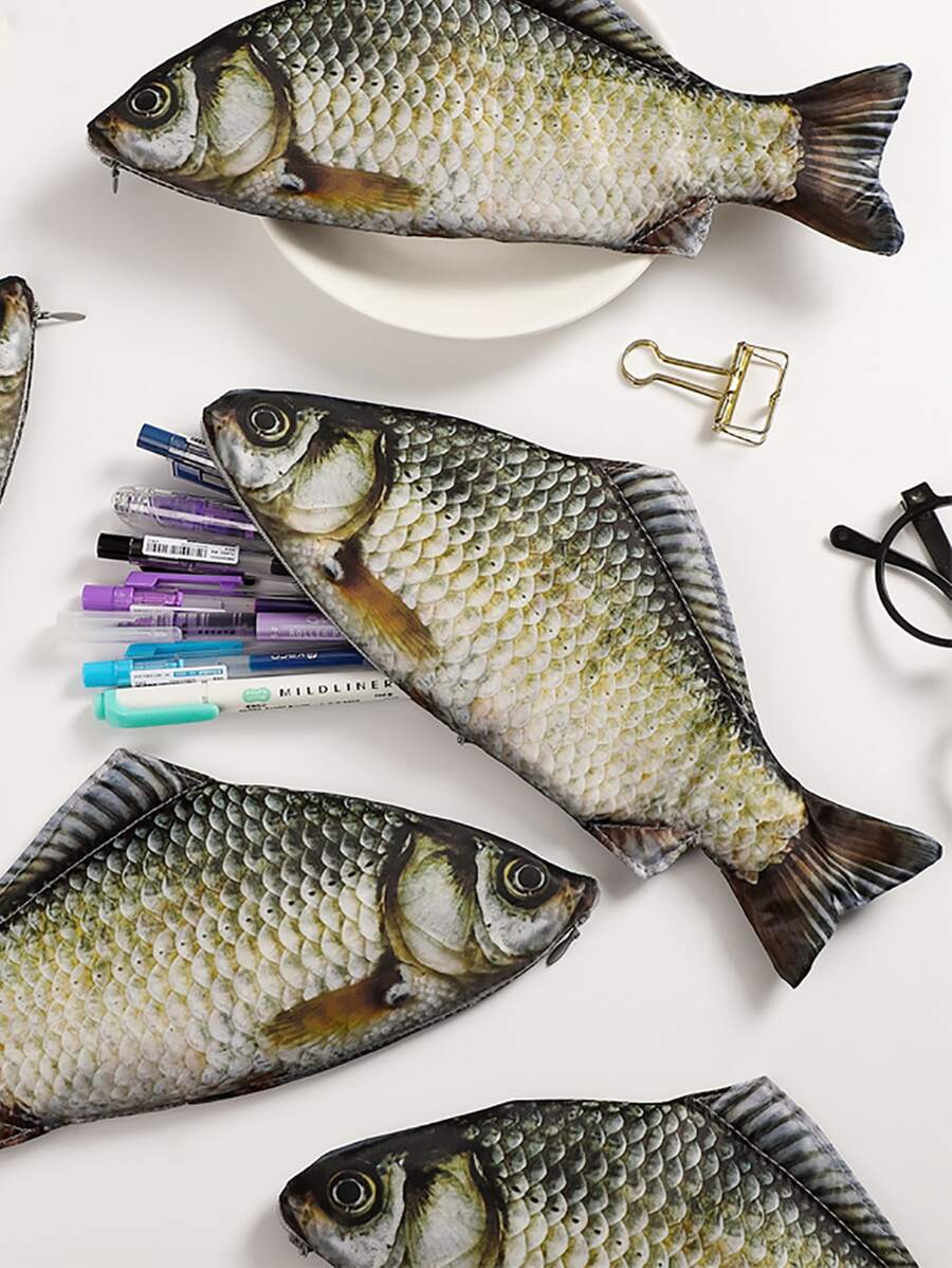 1 pieza Estuche de lápiz en forma de pescado - Multicolor - Ver 1