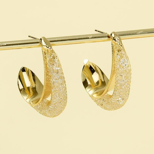 

Hollow Out Cuff Hoop Earrings, Gold