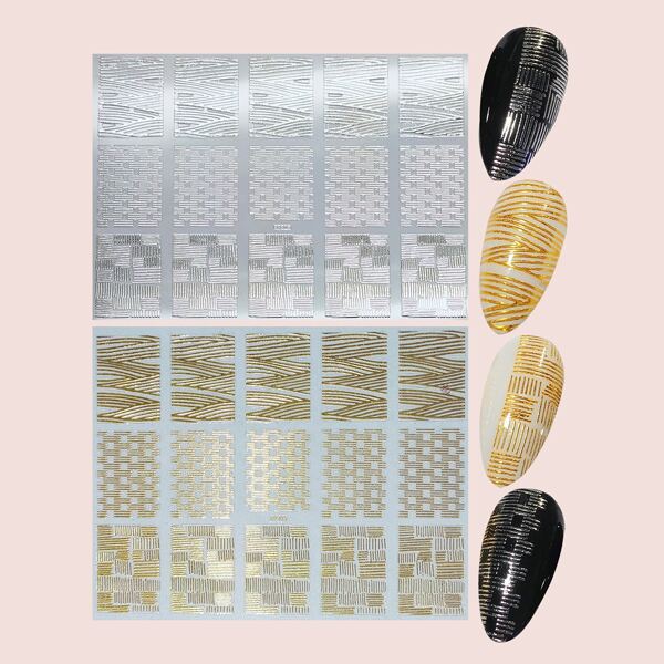 

2sheets Striped Nail Art Sticker, Multicolor