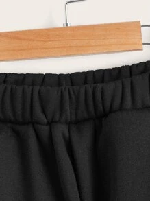 SHEIN Boys Slant Pocket Thermal Joggers - Black - View 3