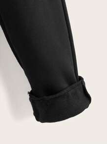 SHEIN Boys Slant Pocket Thermal Joggers - Black - View 4