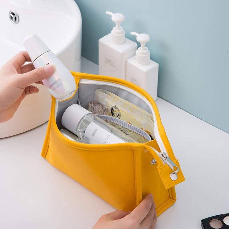 

1pc Portable Toiletry Travel Bag, Yellow