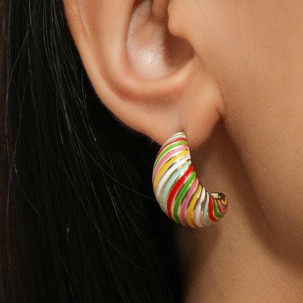 

Color Block Hoop Earrings, Multicolor