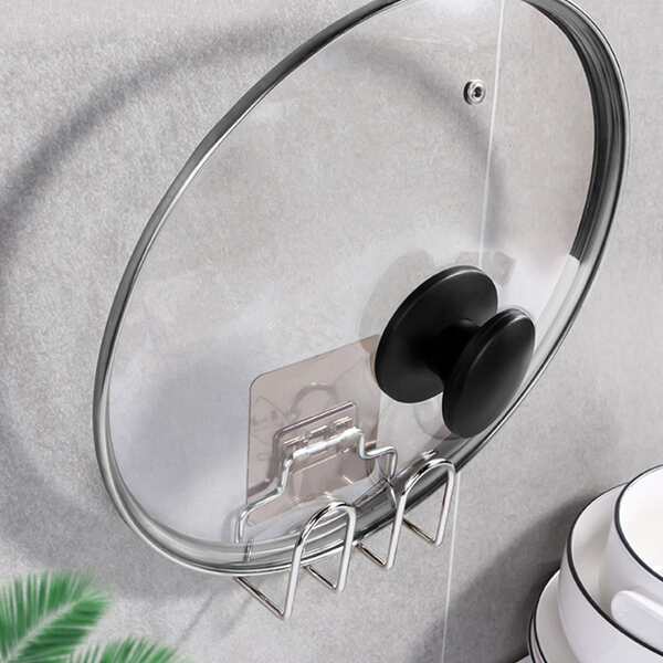 

1pc Stainless Steel Pot Lid Holder, Silver