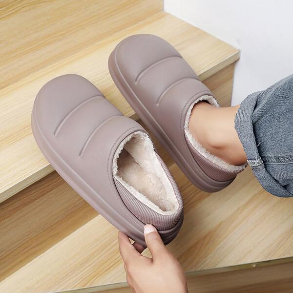 

Men Plush Inside Bedroom Slippers, Coffee brown
