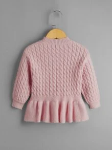 SHEIN Kleinkind Mädchen Pullover mit Zopfstrick, Laternenärmeln, Schößchen