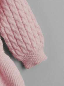 SHEIN Kleinkind Mädchen Pullover mit Zopfstrick, Laternenärmeln, Schößchen