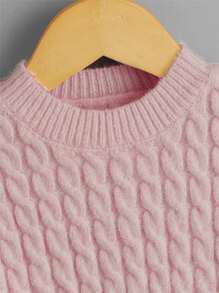 SHEIN Kleinkind Mädchen Pullover mit Zopfstrick, Laternenärmeln, Schößchen