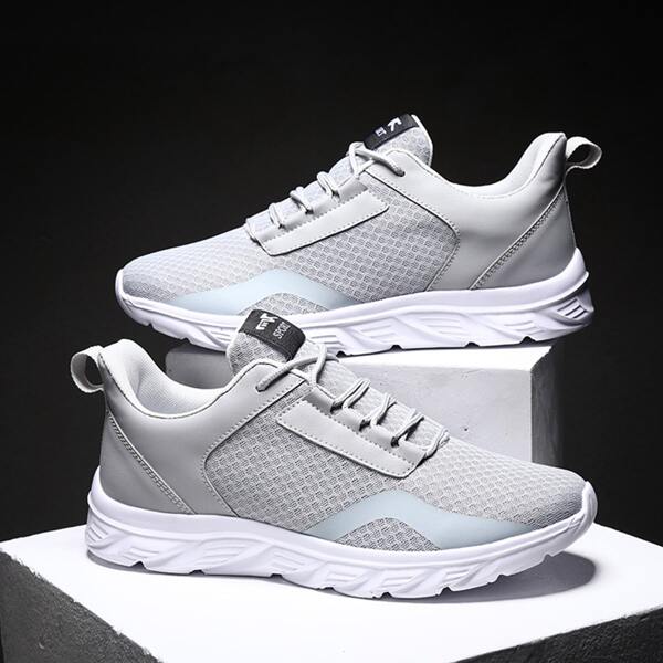 

Men Lace-up Front Mesh Sneakers, Grey