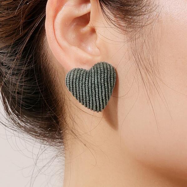 

Heart Stud Earrings, Green